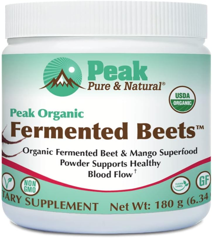 Organic Peak Pure & Natural Fermented Beet Powder Drink for Normal Blood Pressure - Nitric Oxide Support Superfood
