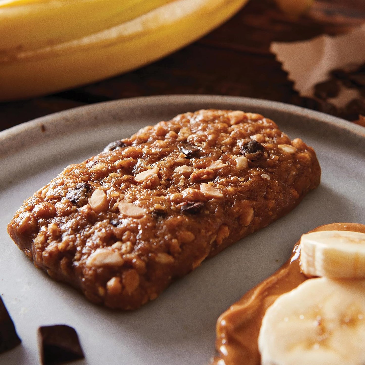 Organic Peanut Butter Banana Dark Chocolate Energy Bars - Non-GMO Plant Based Snack (12 Pack, 2.4 oz)