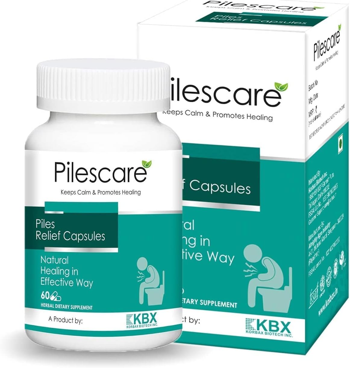 Organic Piles Relief Capsules with Herbal Ingredients - 60 Capsules