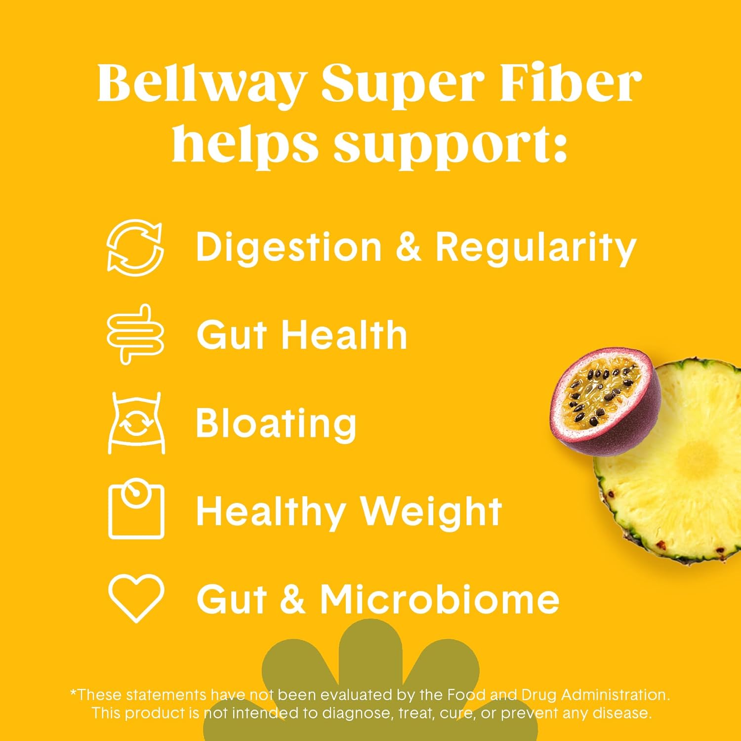 Organic Pineapple Passion Fruit Fiber Powder Supplement - Bellway Super Fiber Powder for Regularity, Bloating Relief & Gut Health - Sugar Free, Non-GMO Plant-Based Psyllium Husk (50 Servings)