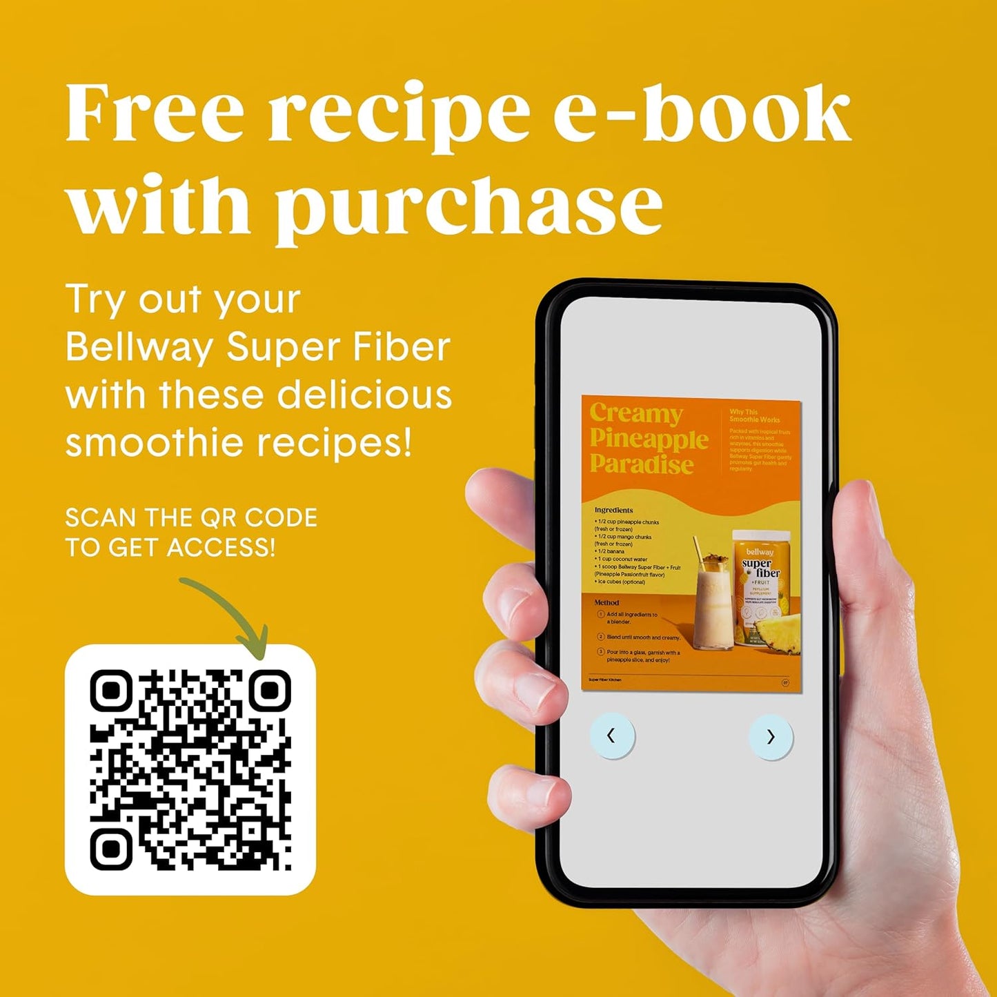 Organic Pineapple Passion Fruit Fiber Powder Supplement - Bellway Super Fiber Powder for Regularity, Bloating Relief & Gut Health - Sugar Free, Non-GMO Plant-Based Psyllium Husk (50 Servings)