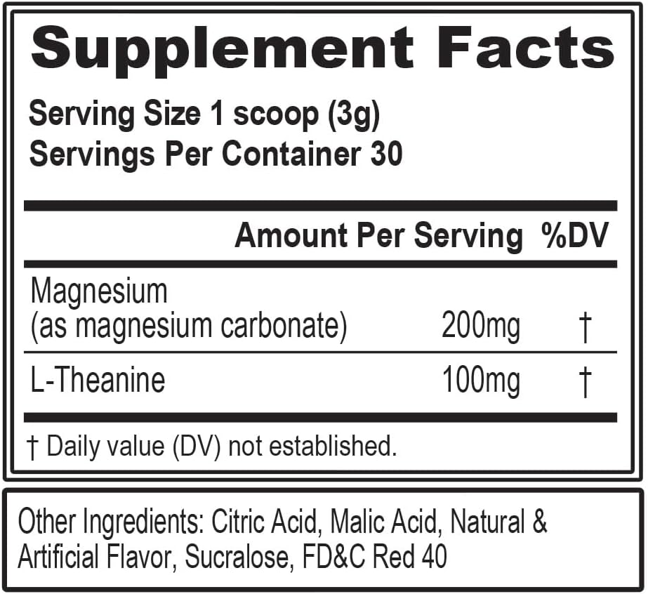 Organic Pink Lemonade Magnesium + L-Theanine Powder - Vegan Relaxation & Focus Supplement - 200mg Magnesium + 100mg L-Theanine - Non-GMO - 30 Servings