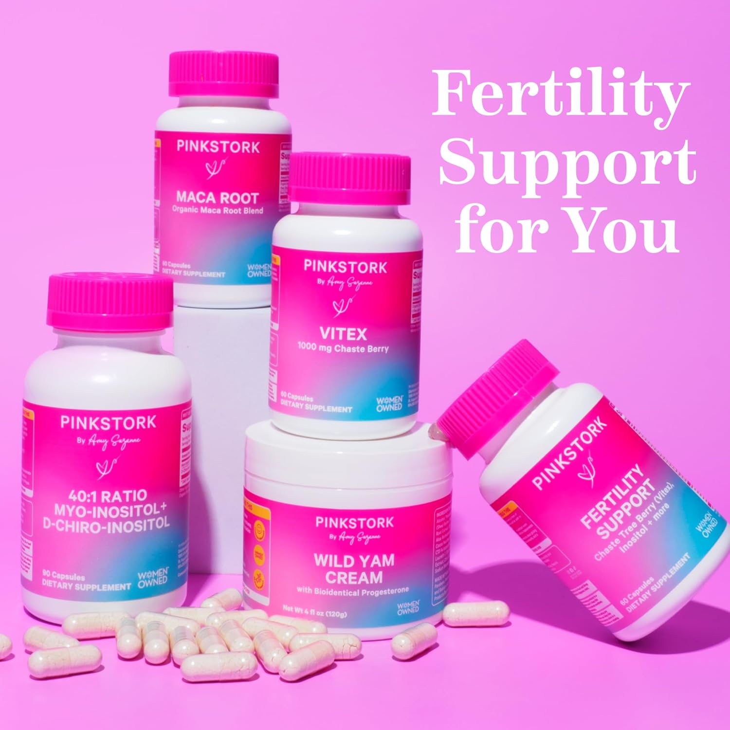 Organic Pink Stork Vitex Supplement - 1000mg Chaste Tree Berry for Hormone Balance, Fertility Support - 60 Capsules