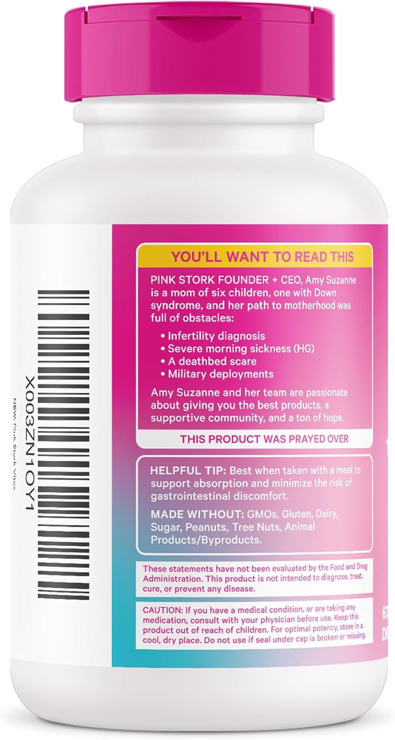 Organic Pink Stork Vitex Supplement - 1000mg Chaste Tree Berry for Hormone Balance, Fertility Support - 60 Capsules