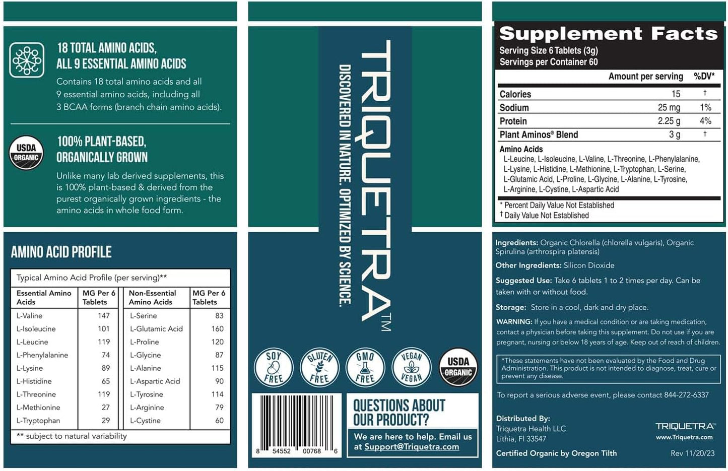 Organic Plant Aminos: Essential & Branched-Chain Amino Acids (EAAs & BCAAs) - 100% Vegan, Raw, All 9 Amino Acids - 360 Tablets