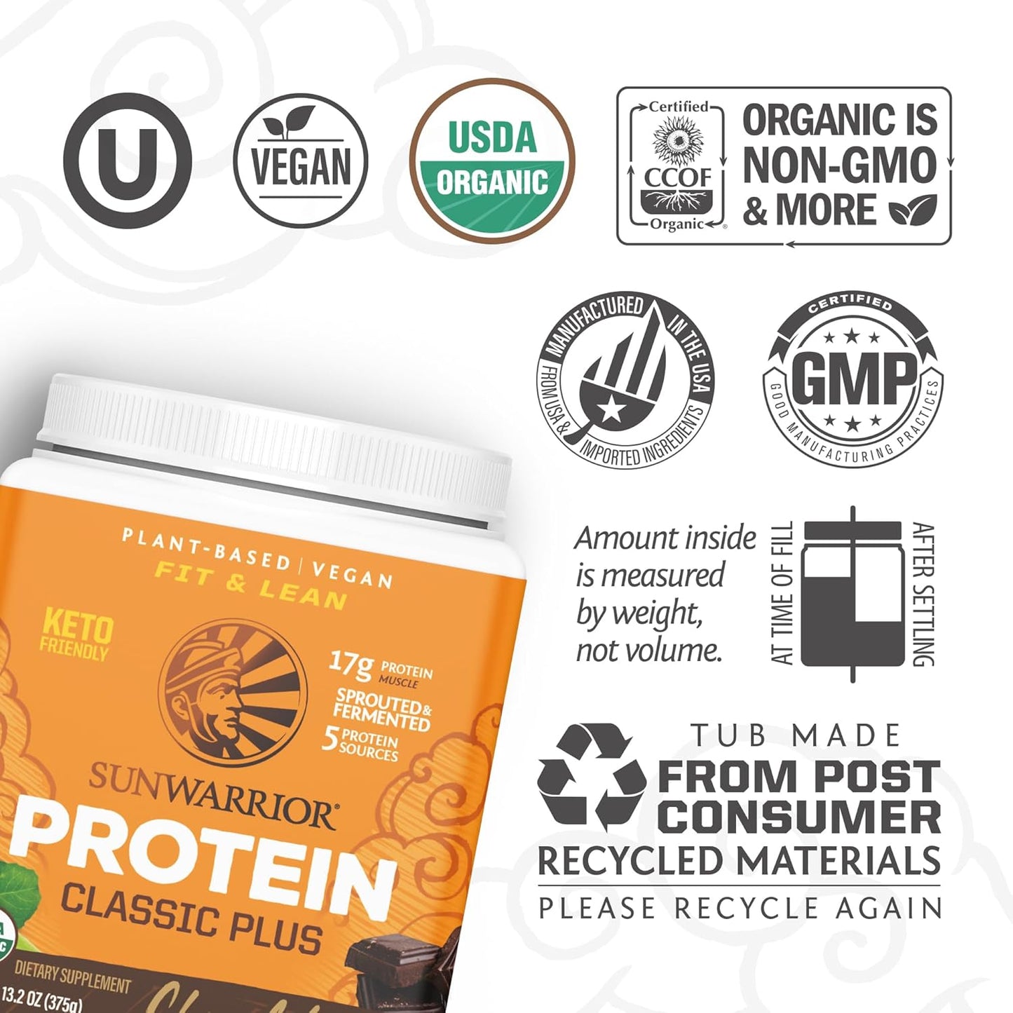 Organic Plant-Based Chocolate Protein Powder with Superfoods | Vegan, Non-GMO, Dairy-Free, Gluten-Free | 15 Servings