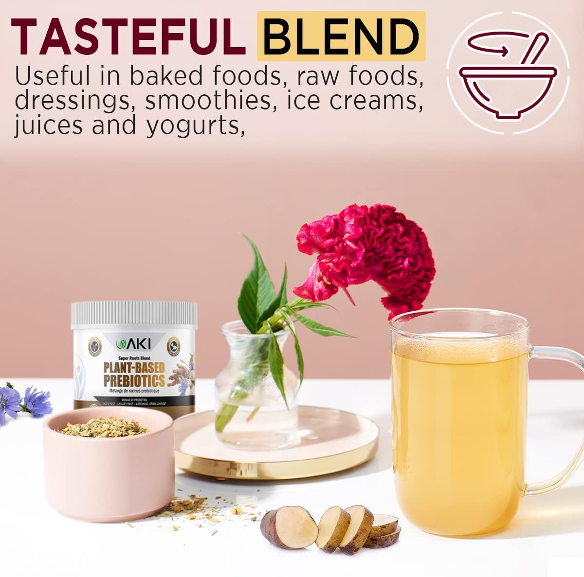 Organic Plant-Based Prebiotic Blend with FOS & Inulin - Nourish Gut Health & Immunity - Ideal for Smoothies, Juices - Keto, Vegan, Gluten-Free - 6oz/170g