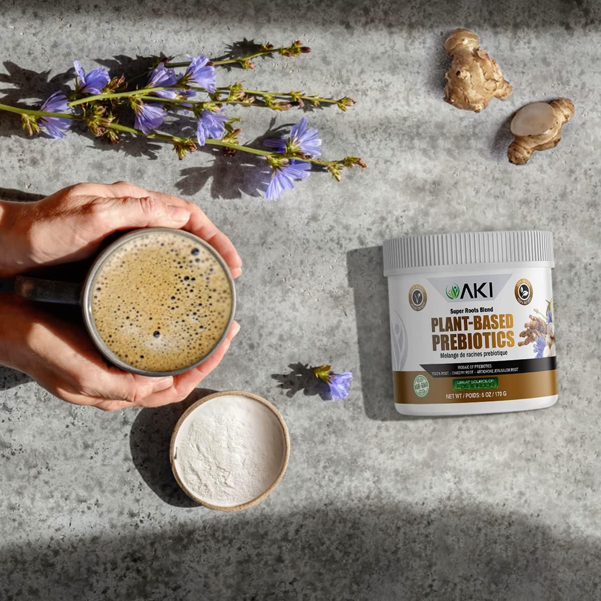 Organic Plant-Based Prebiotic Blend with FOS & Inulin - Nourish Gut Health & Immunity - Ideal for Smoothies, Juices - Keto, Vegan, Gluten-Free - 6oz/170g