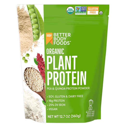 Organic Plant Based Protein Powder - 16g Protein, Vegan, Low Net Carbs, Gluten-Free - 12.7 Ounces