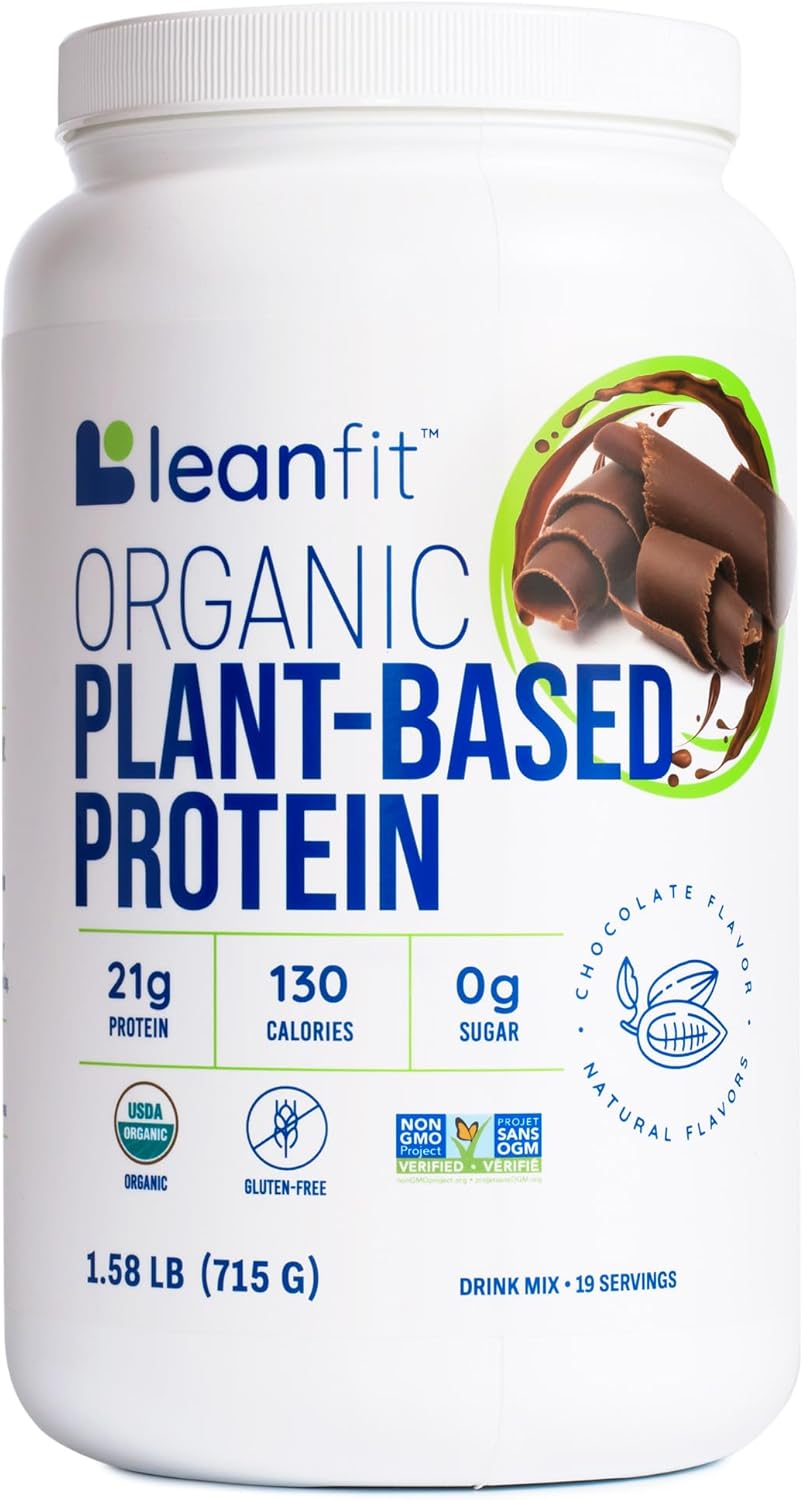 Organic Plant-Based Protein Powder, Chocolate Flavor - Vegan, USDA Certified, Soy-Free, Gluten-Free, Dairy-Free, Non-GMO - 21g Protein, 18 Servings, 1.58lb Tub