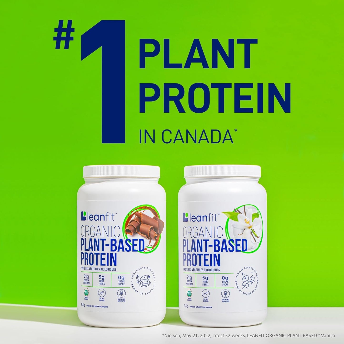 Organic Plant-Based Protein Powder, Chocolate Flavor - Vegan, USDA Certified, Soy-Free, Gluten-Free, Dairy-Free, Non-GMO - 21g Protein, 18 Servings, 1.58lb Tub