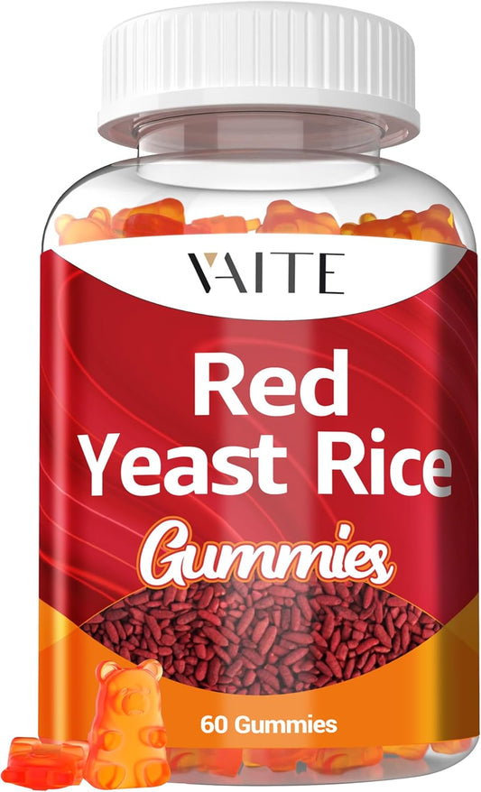 Organic Plant-Based VAITE Red Yeast Rice CoQ10 Gummies - Energy Support & Monacolin K, Non-GMO, 60 Vegetarian Gummy