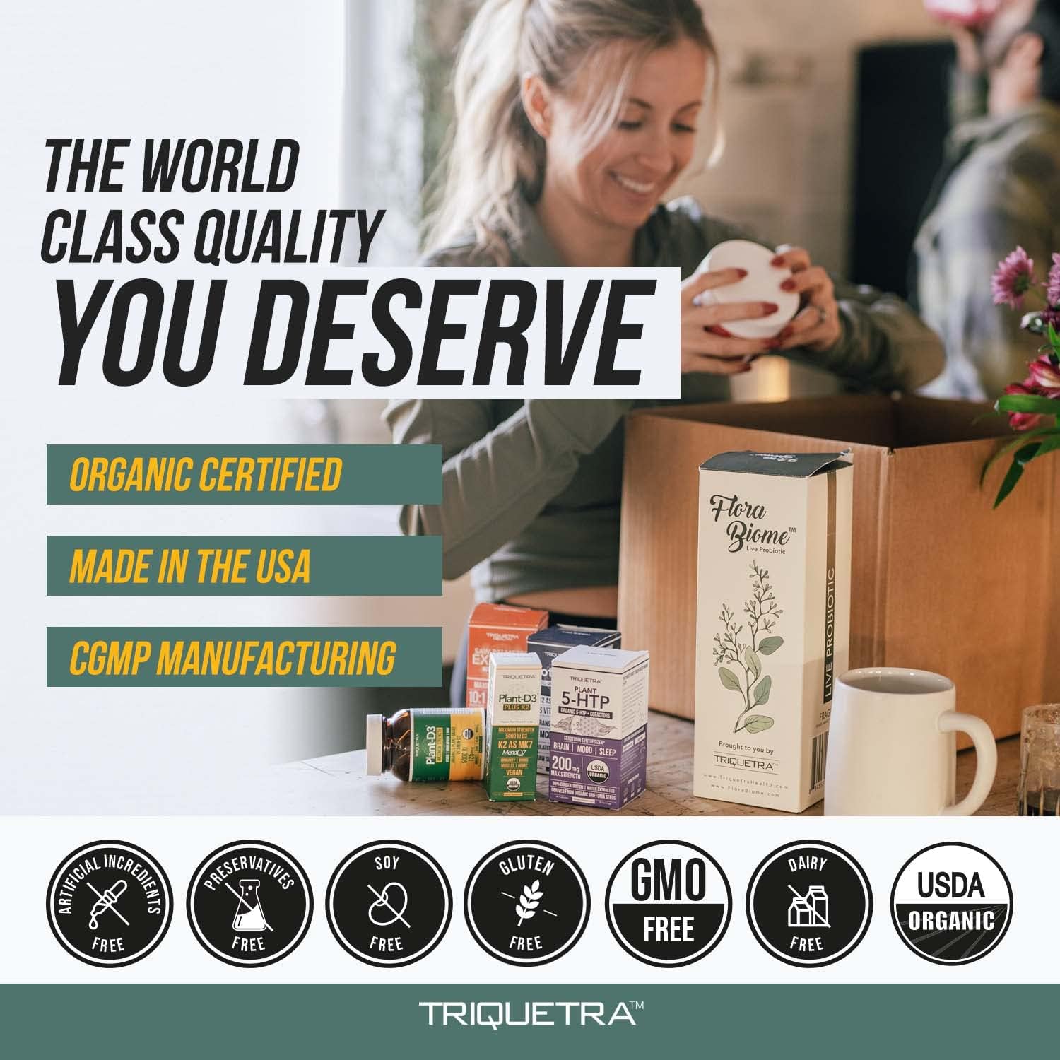 Organic Plant-Based Vitamin D3 + K2 Capsules for Enhanced Digestion - Vegan & Raw Formula with Prebiotic & Superfood Complex - 60 Count