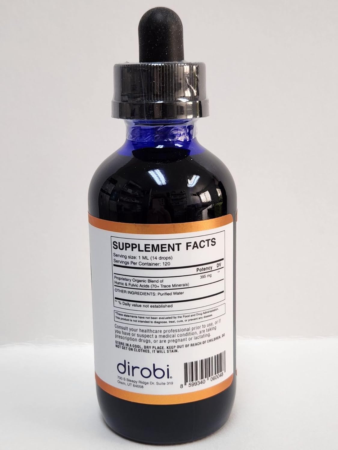 Organic Plant-Derived Fulvic Acid & Humic Acid Mineral Drops Supplement - 70 Ionic Minerals, Liquid Trace Minerals (8 oz Refill)