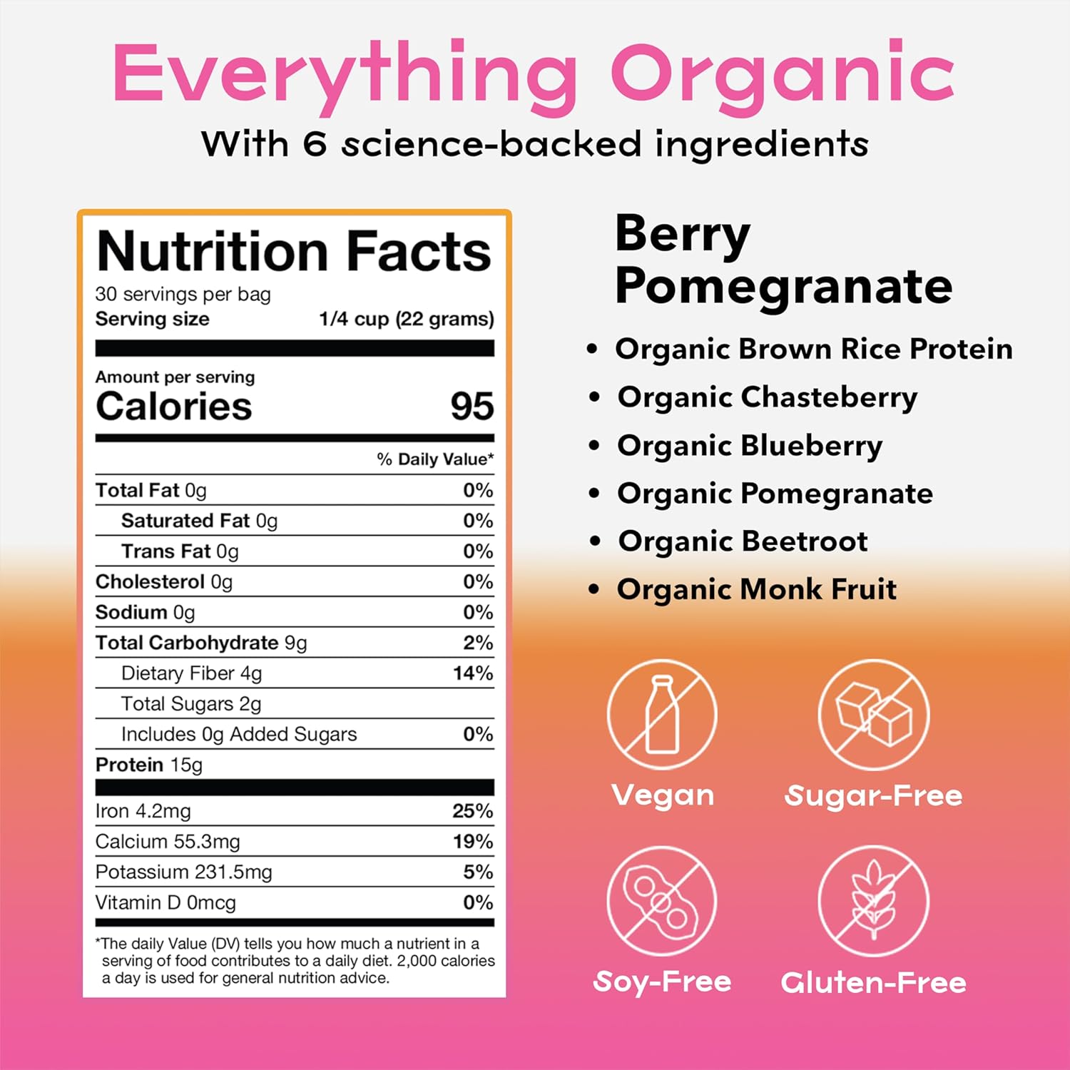 Organic Pomegranate Berry Protein Powder for Women - Vegan & Nutrient-Rich Blend for Women's Health & Wellness