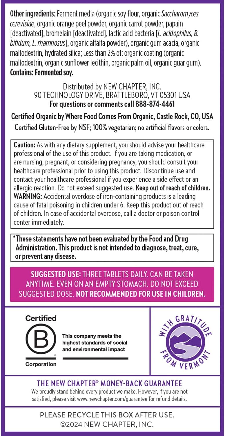Organic Postnatal Lactation Supplement with Fermented Vitamin D3 & B Vitamins - 270 Count