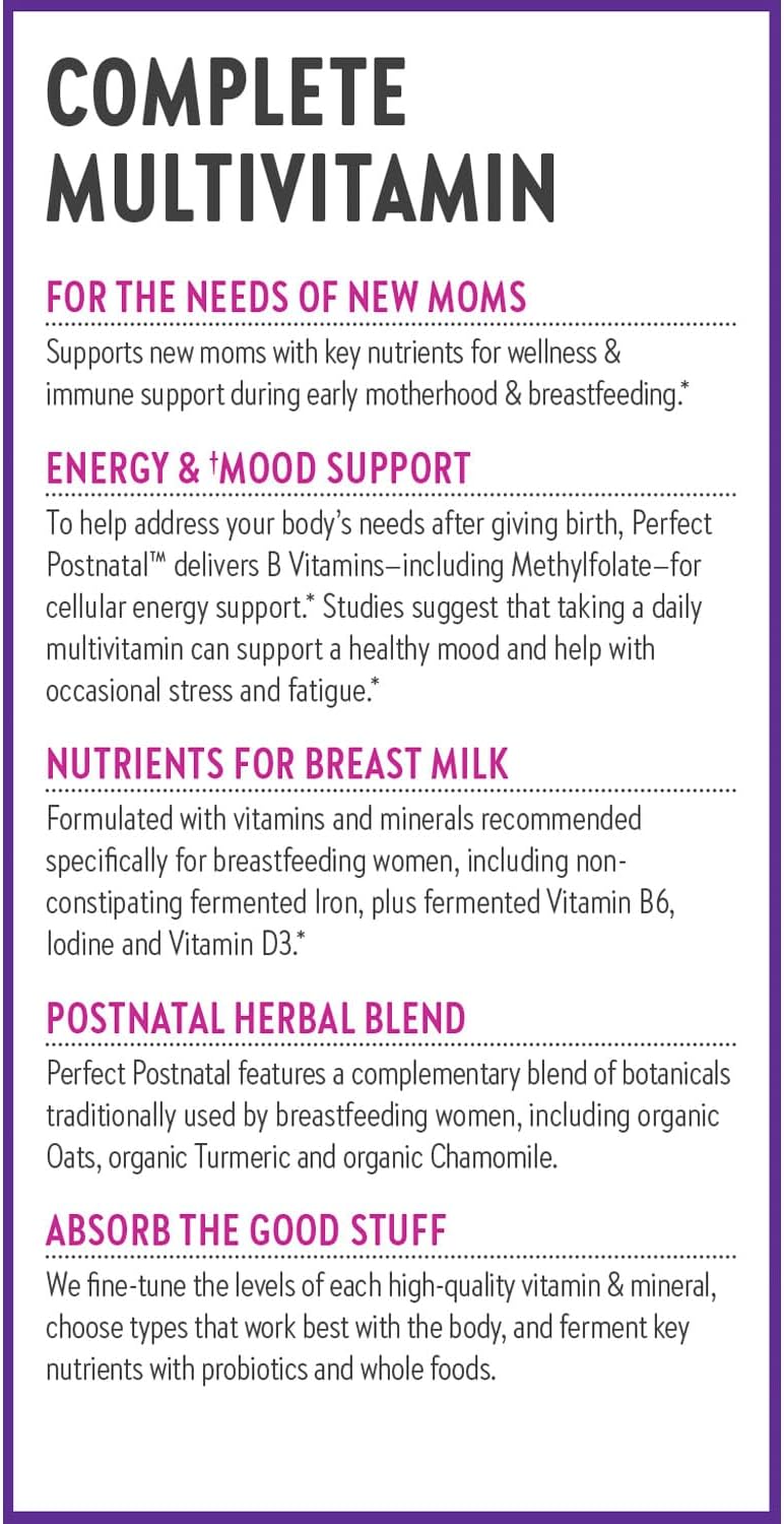 Organic Postnatal Lactation Supplement with Fermented Vitamin D3 & B Vitamins - 270 Count