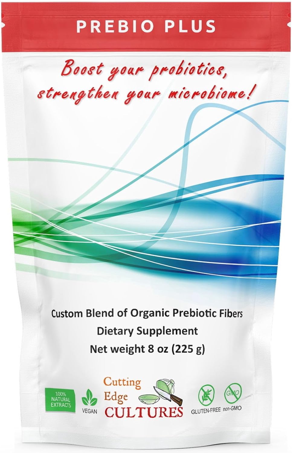 Organic Prebiotic Fiber Powder Blend - Cutting Edge Cultures Prebio Plus Dietary Supplement (8 oz)