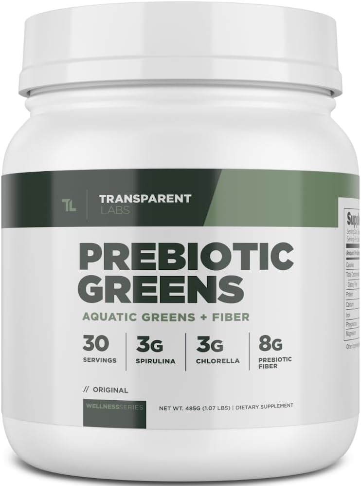 Organic Prebiotic Greens Superfood Powder with Spirulina & Antioxidants - 30 Servings, Unflavored