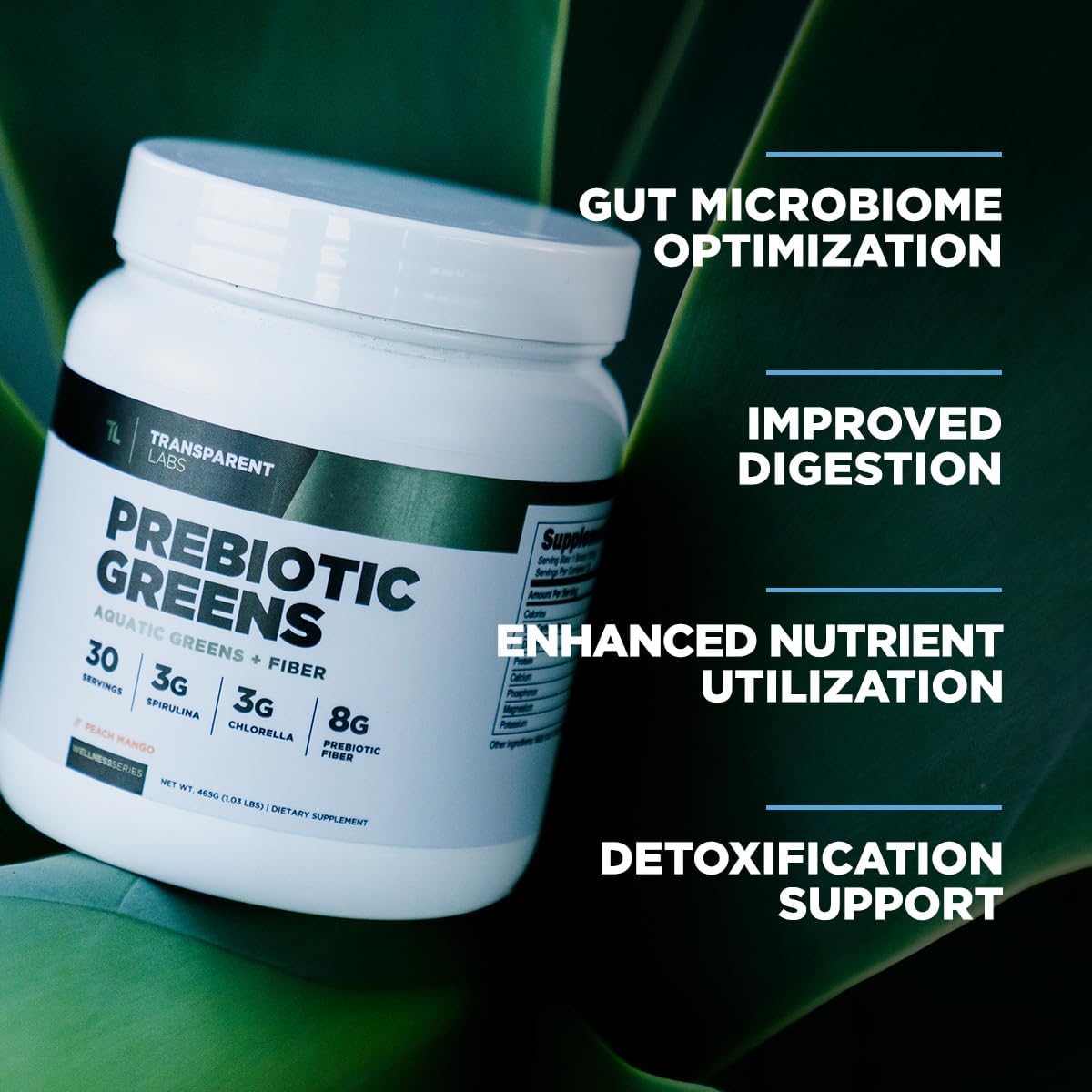 Organic Prebiotic Greens Superfood Powder with Spirulina & Antioxidants - 30 Servings, Unflavored