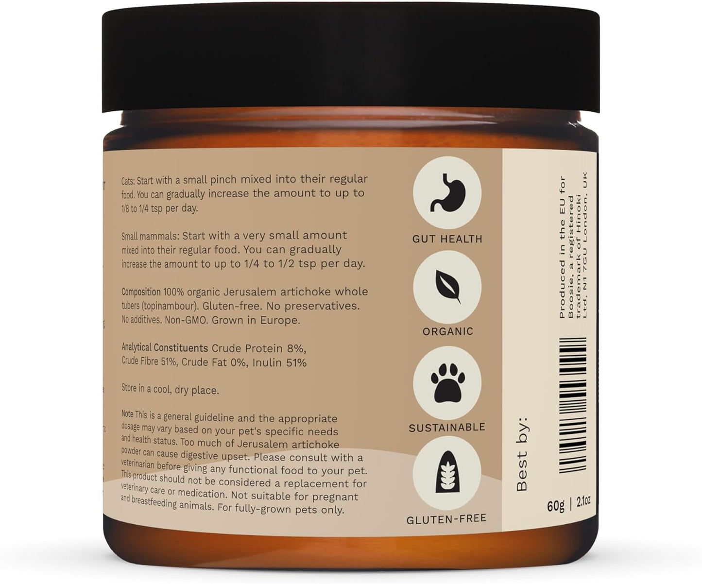 Organic Prebiotic Powder for Dogs and Cats - Supports Gut Health, Immunity - 100% Natural, Additive-Free Pet Nutrition