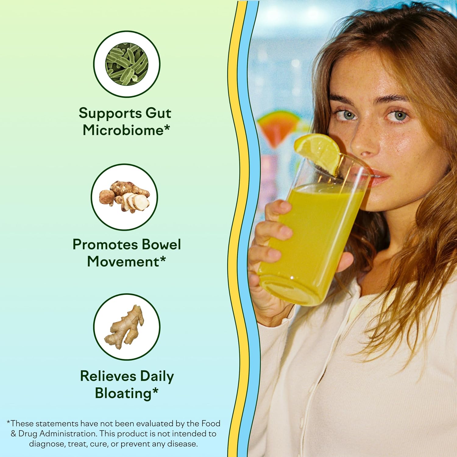 Organic Prebiotic & Probiotic Powder for Gut Health Support - Sugar Free, Non-GMO, Vegan - Tropical Mango Flavor - 15 Servings