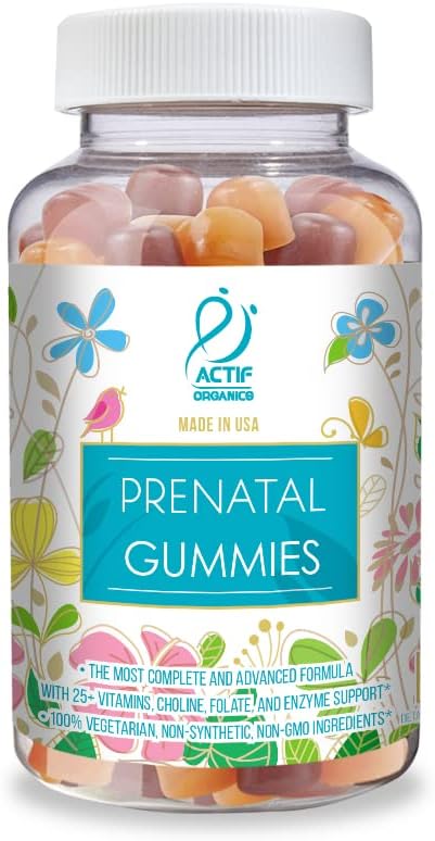 Organic Prenatal Gummies with 25+ Vitamins & Herbal Blend - Non-GMO, Vegetarian, 90 Count, USA Made