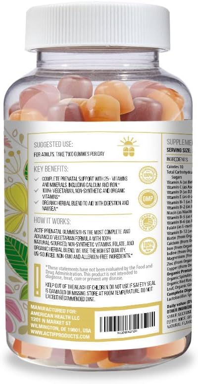 Organic Prenatal Gummies with 25+ Vitamins & Herbal Blend - Non-GMO, Vegetarian, 90 Count, USA Made