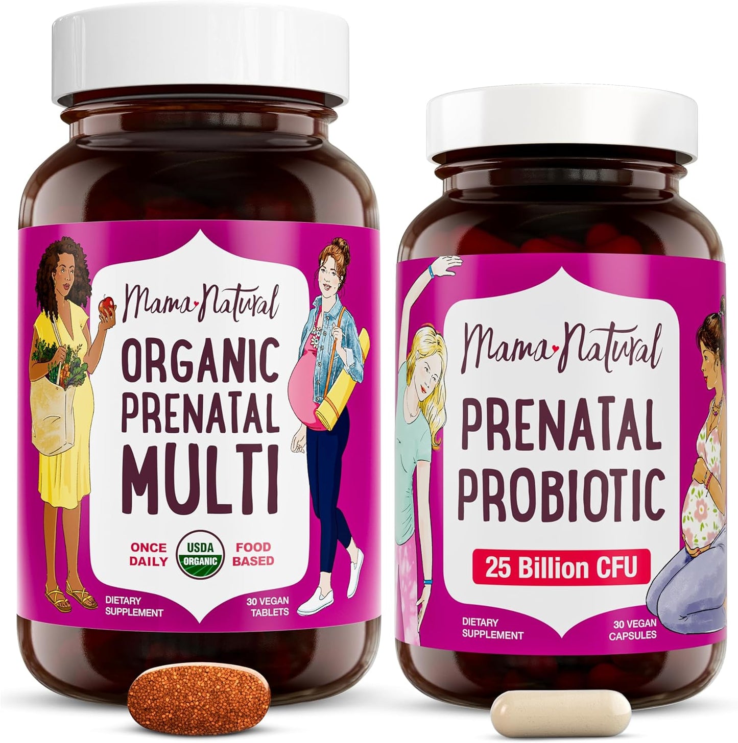 Organic Prenatal Multi & Probiotics Bundle - Essential Nutrition for Women, One a Day Formula, Pregnancy & Postnatal Support