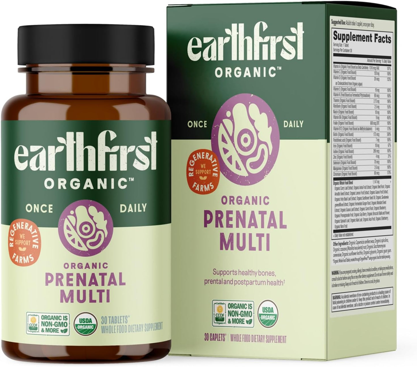Organic Prenatal Multivitamin for Women - Conception to Breastfeeding - 30 Count