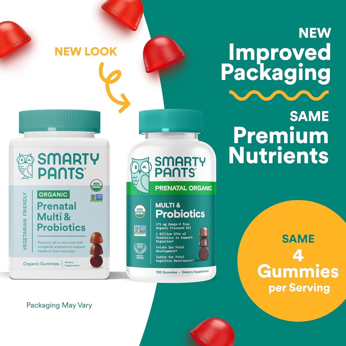Organic Prenatal Multivitamin Gummies with Probiotics, Omega 3, and Essential Vitamins for Women - 120 Count