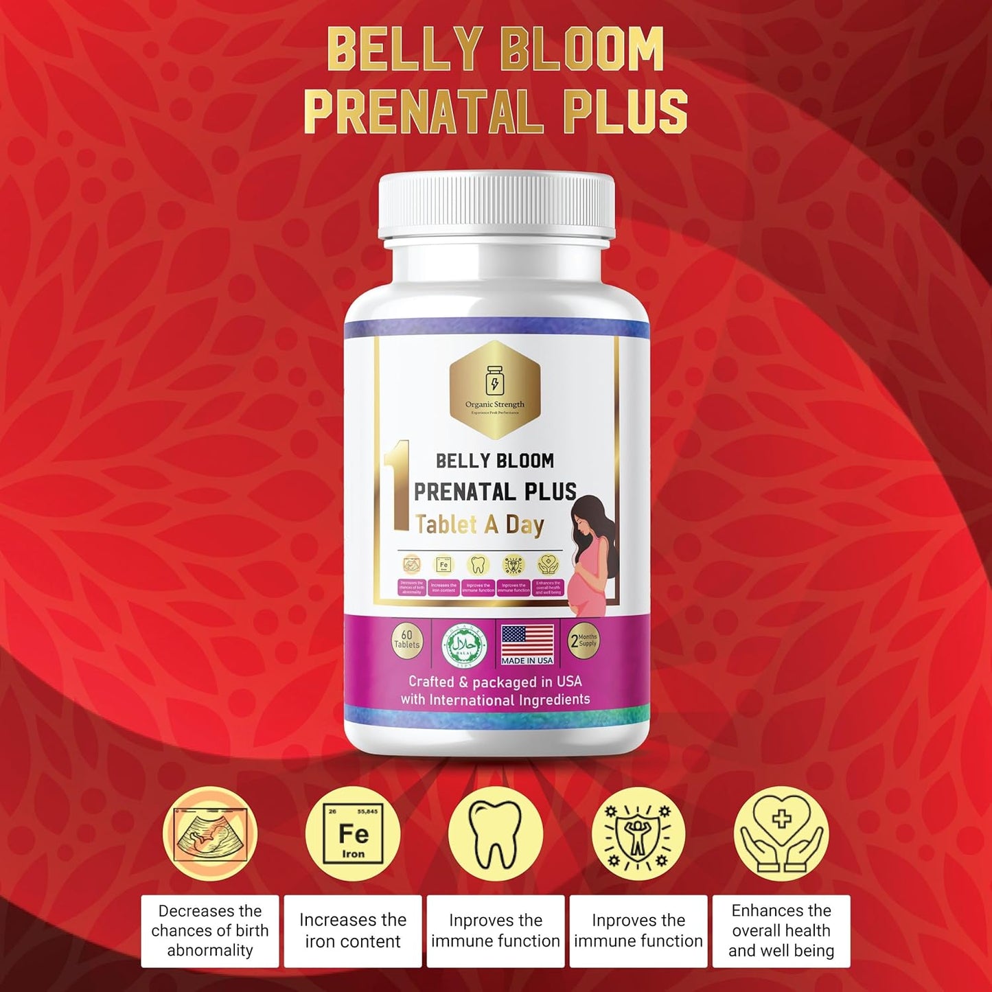 Organic Prenatal Multivitamin with Iron for Women - Boost Iron Levels and Support Overall Health