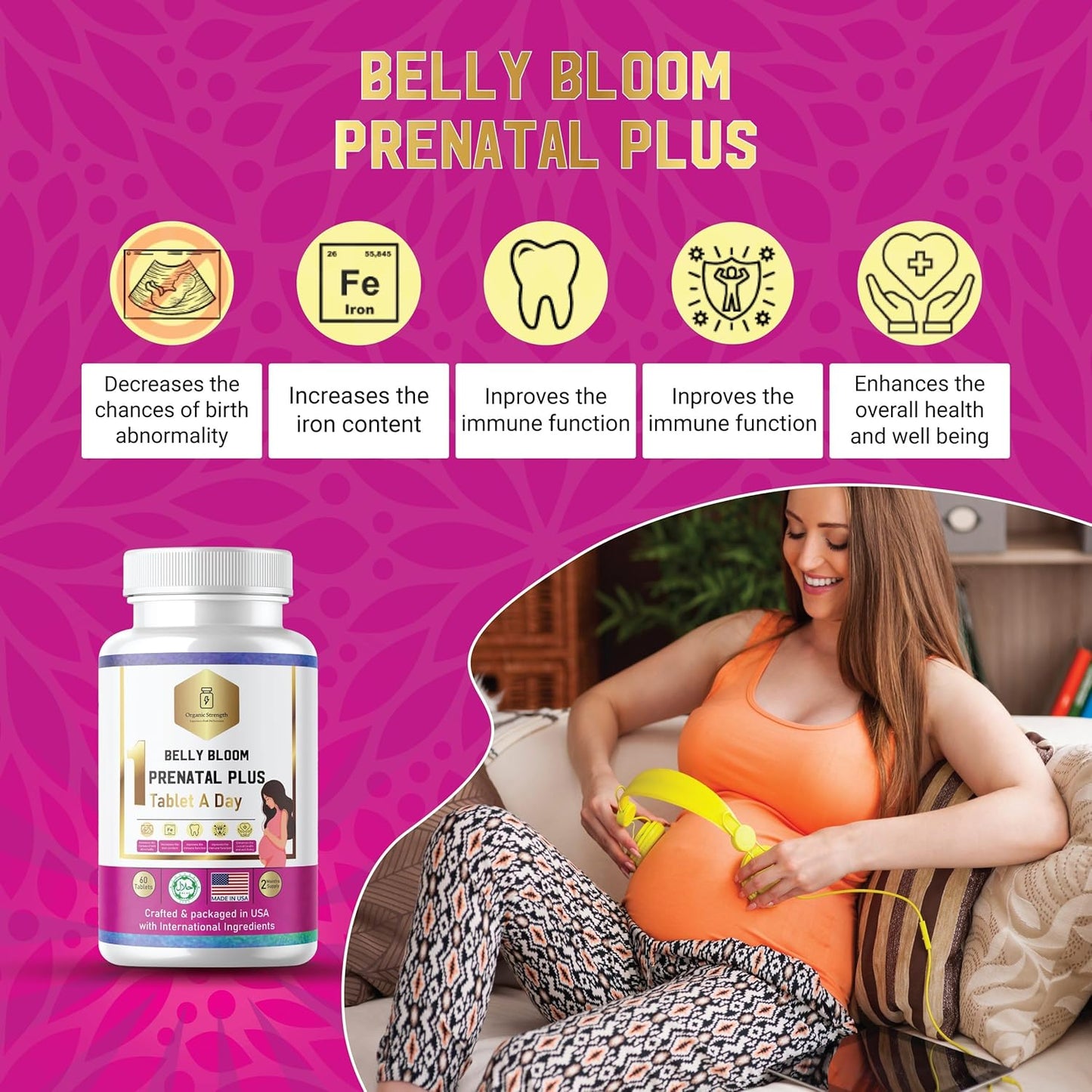 Organic Prenatal Multivitamin with Iron for Women - Boost Iron Levels and Support Overall Health