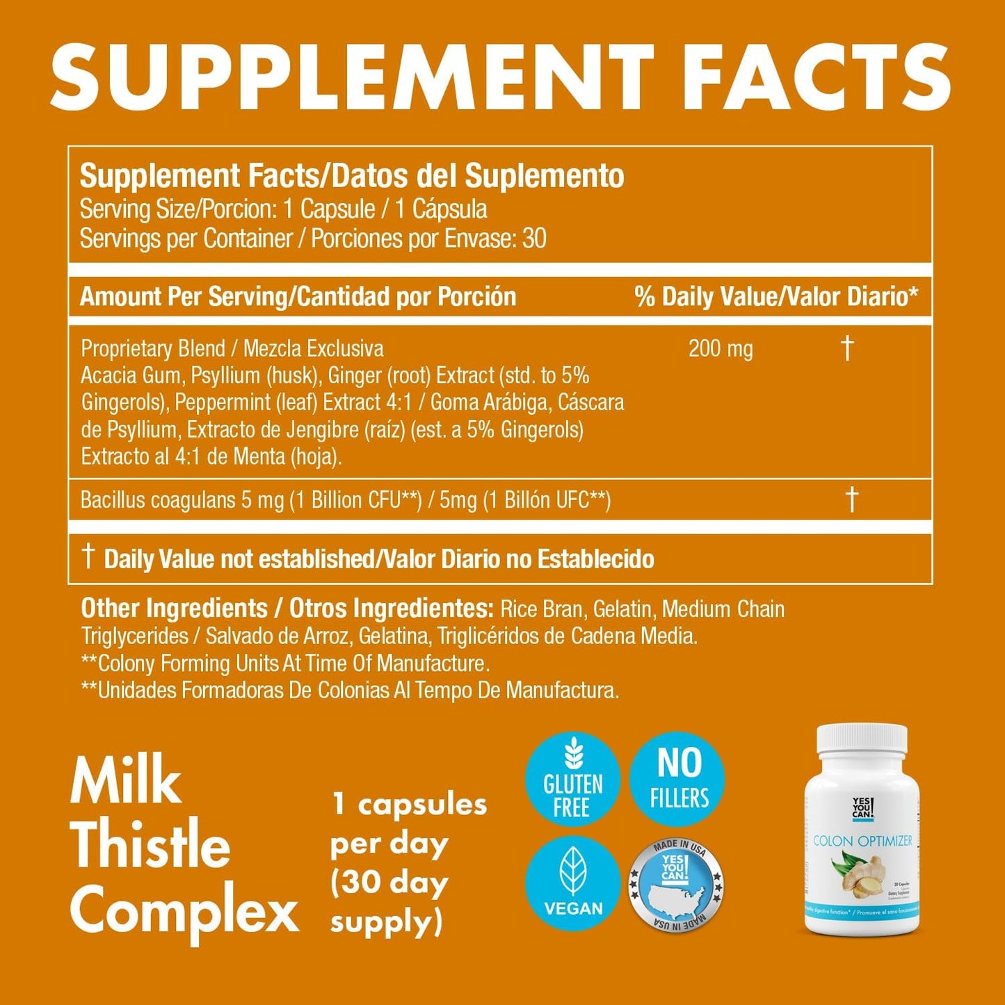 Organic Probiotic Colon Optimizer Supplement with Ginger and Peppermint - Gut Health for Men and Women, Digestive Health Support - 60 Capsules