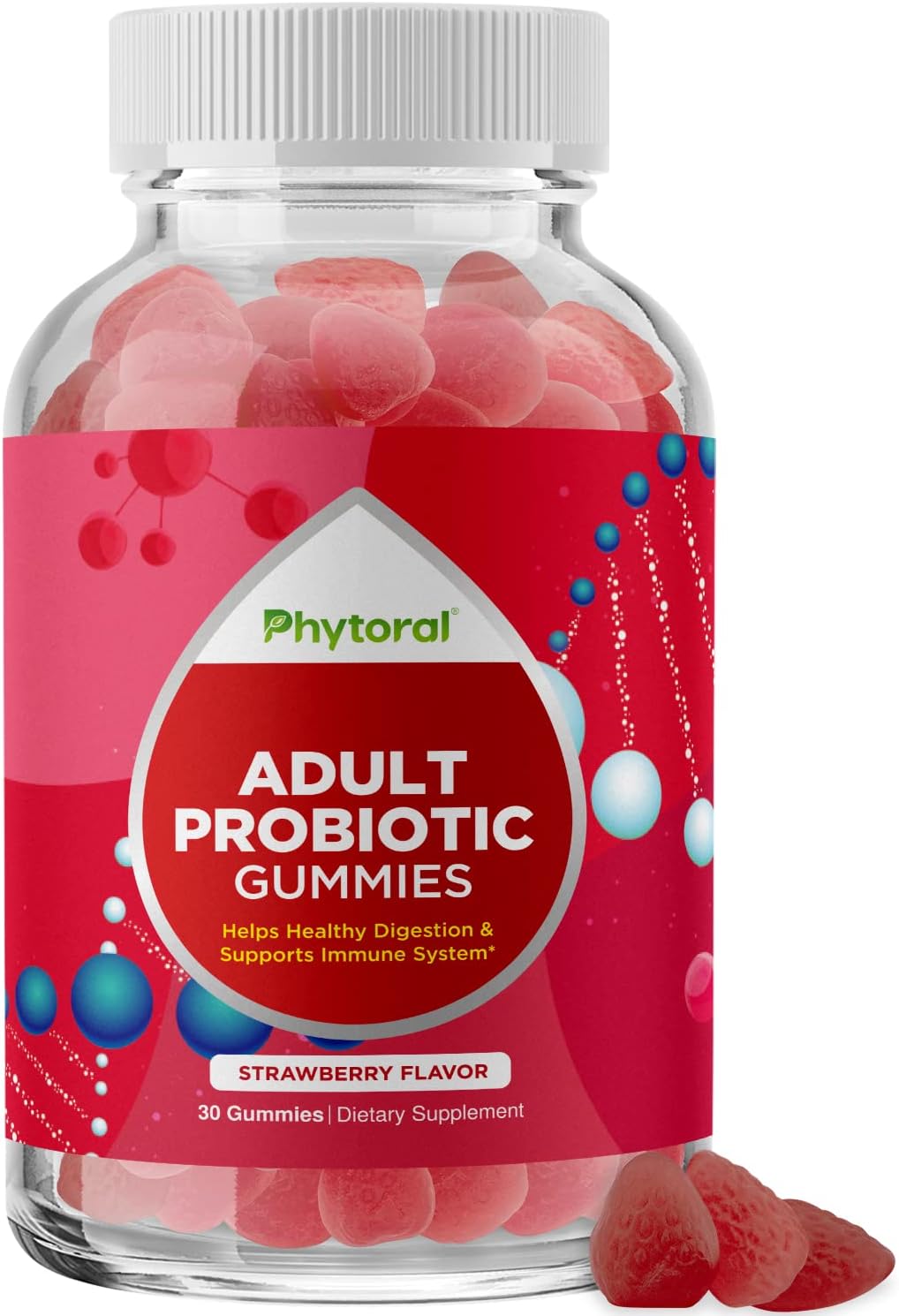 Organic Probiotic Gummies for Gut Health & Immune Support - 5 Billion CFU - Digestive Health Relief for Adults - Phytoral Chewable Probiotics