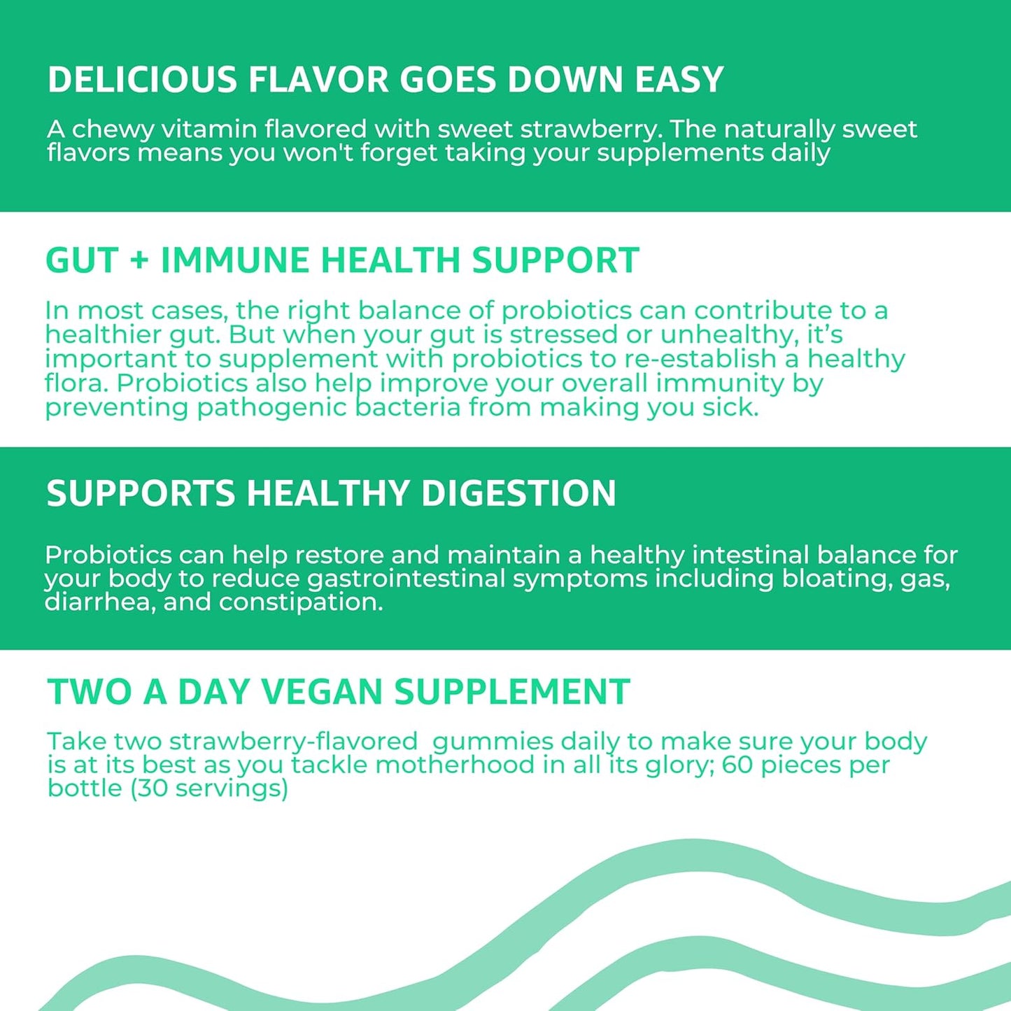 Organic Probiotic Gummy Vitamins for Moms - Strawberry Flavor - 5 Billion CFU