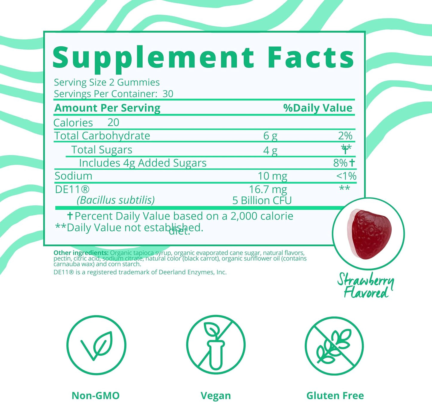 Organic Probiotic Gummy Vitamins for Moms - Strawberry Flavor - 5 Billion CFU