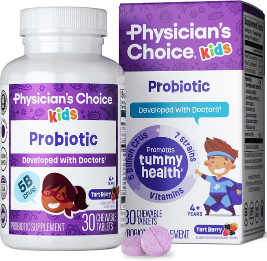 Organic Probiotics for Kids with 7 Strains, Prebiotics, Vitamins, Minerals - Immune & Digestive Support, Clinically Studied L. Rhamnosus GG - No Sugar or Artificial Dyes
