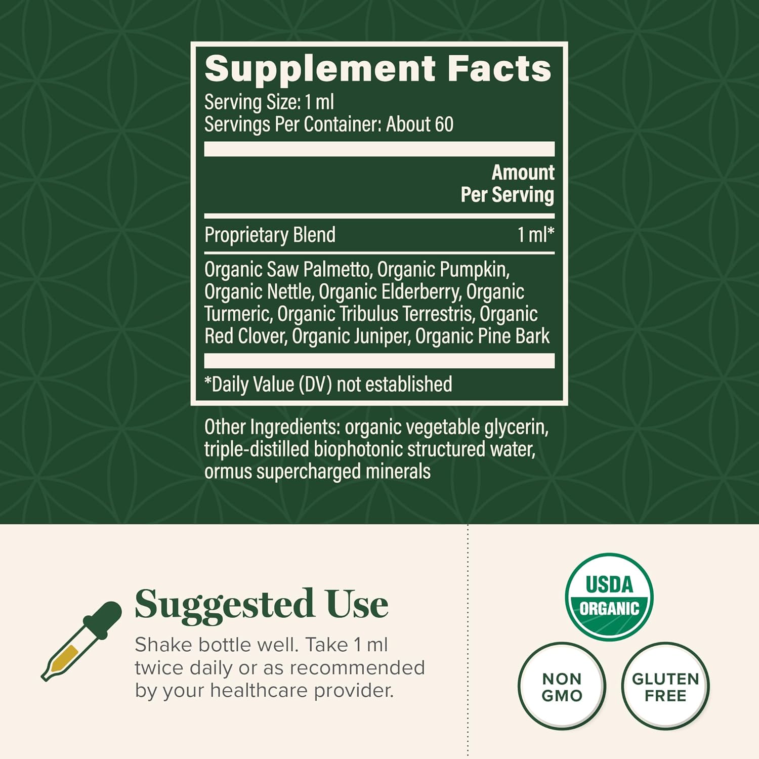 Organic Prostate Health Supplement for Men - Supports Bladder Control & Reduces Frequent Urination - 2 Fl Oz