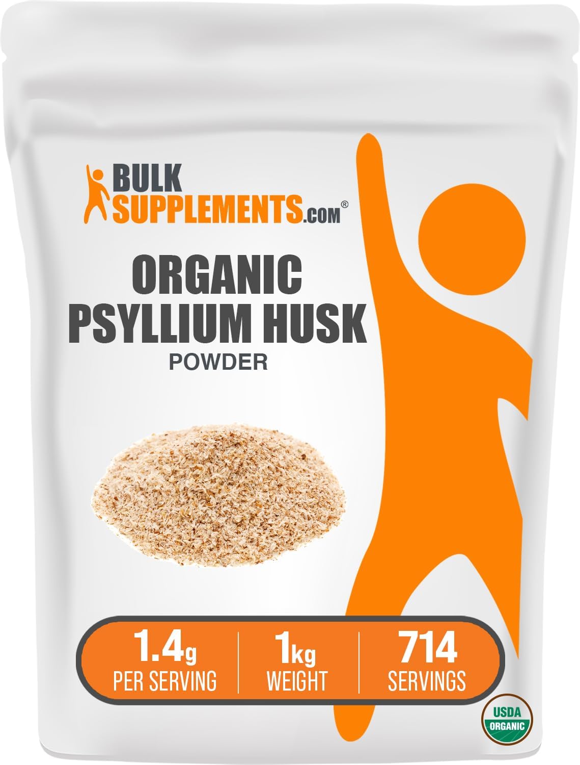 Organic Psyllium Husk Powder - High Fiber Supplement for Baking, Gluten Free 1kg (2.2 lbs)
