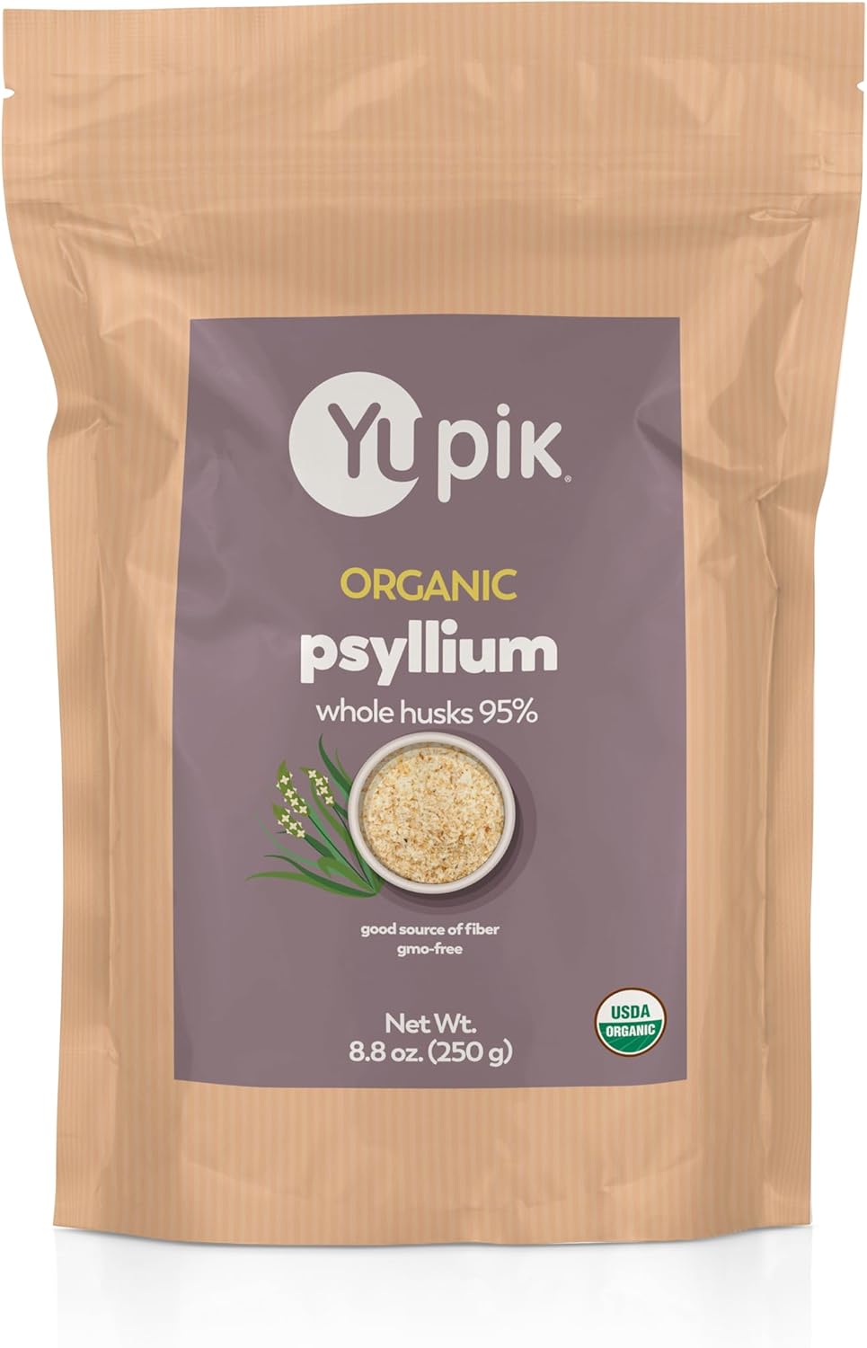 Organic Psyllium Husk Powder 8.8 Oz (Pack of 6) - USDA Certified, Non-GMO, Vegan, Gluten-Free, Unflavored - High Fiber for Baking - Plant-Based Coarse Milled Husk - 95% Purity