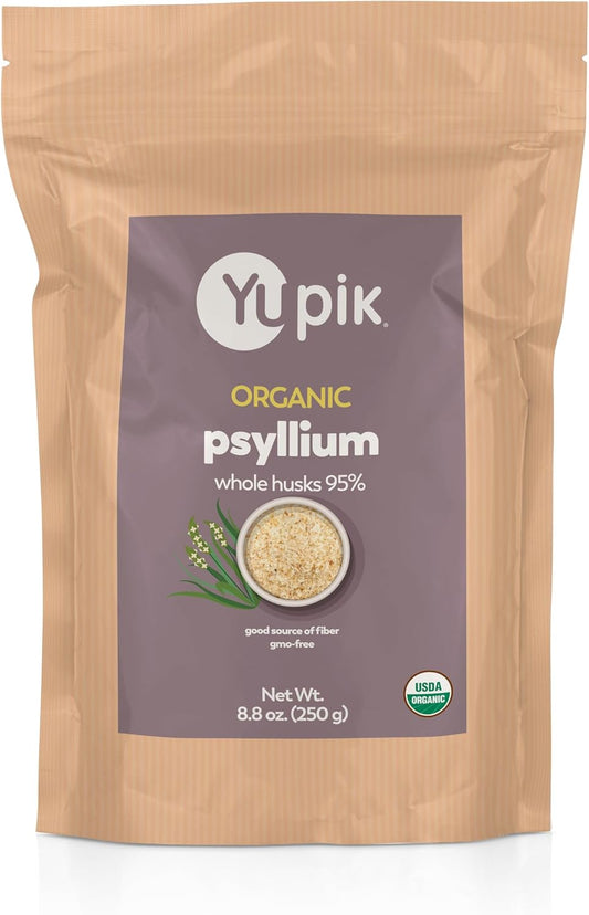Organic Psyllium Husk Powder 8.8 Oz (Pack of 6) - USDA Certified, Non-GMO, Vegan, Gluten-Free, Unflavored - High Fiber for Baking - Plant-Based Coarse Milled Husk - 95% Purity