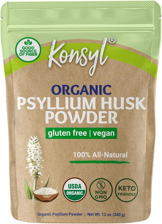 Organic Psyllium Husk Powder for Vegan Baking - USDA Certified Fiber Supplement - Natural, Gluten-Free, Sugar-Free