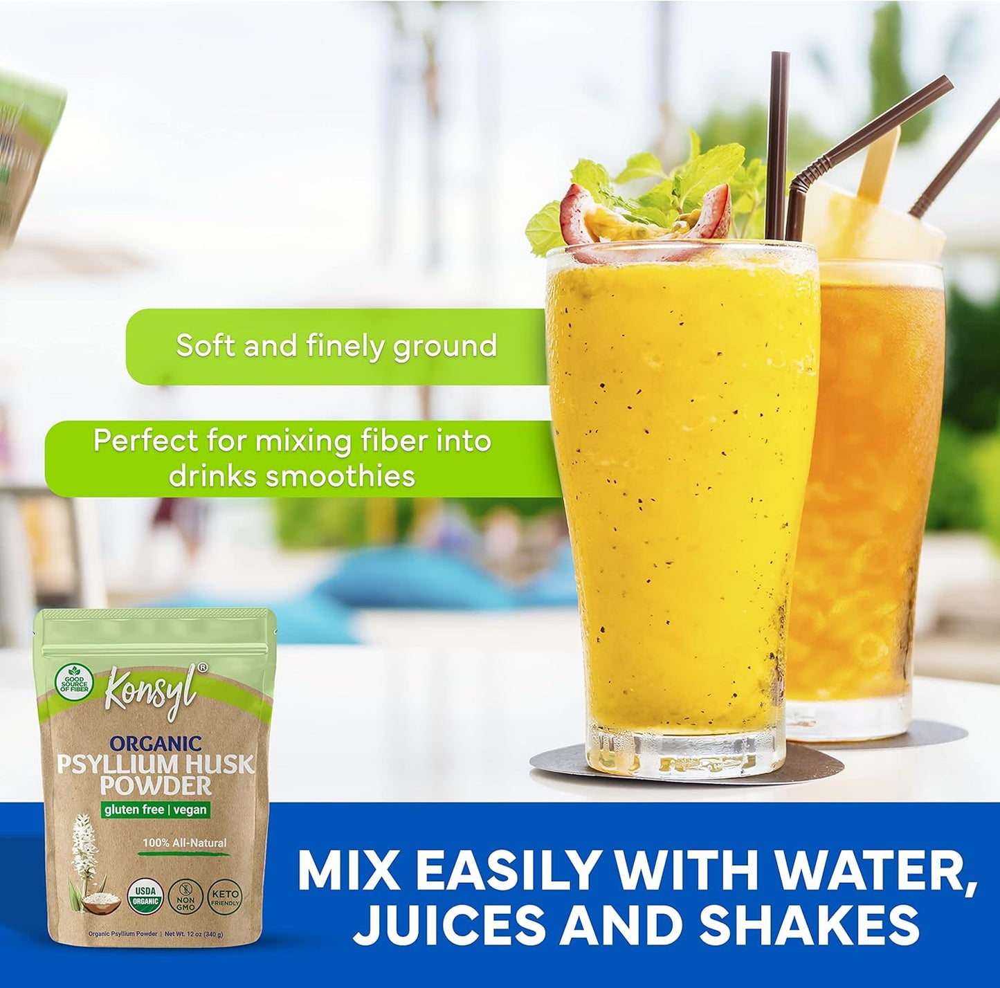 Organic Psyllium Husk Powder for Vegan Baking - USDA Certified Fiber Supplement - Natural, Gluten-Free, Sugar-Free