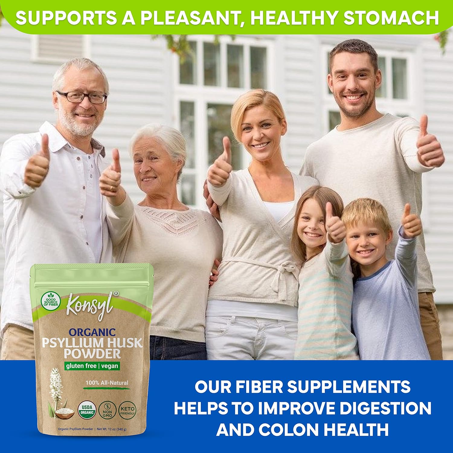 Organic Psyllium Husk Powder for Vegan Baking - USDA Certified Fiber Supplement - Natural, Gluten-Free, Sugar-Free