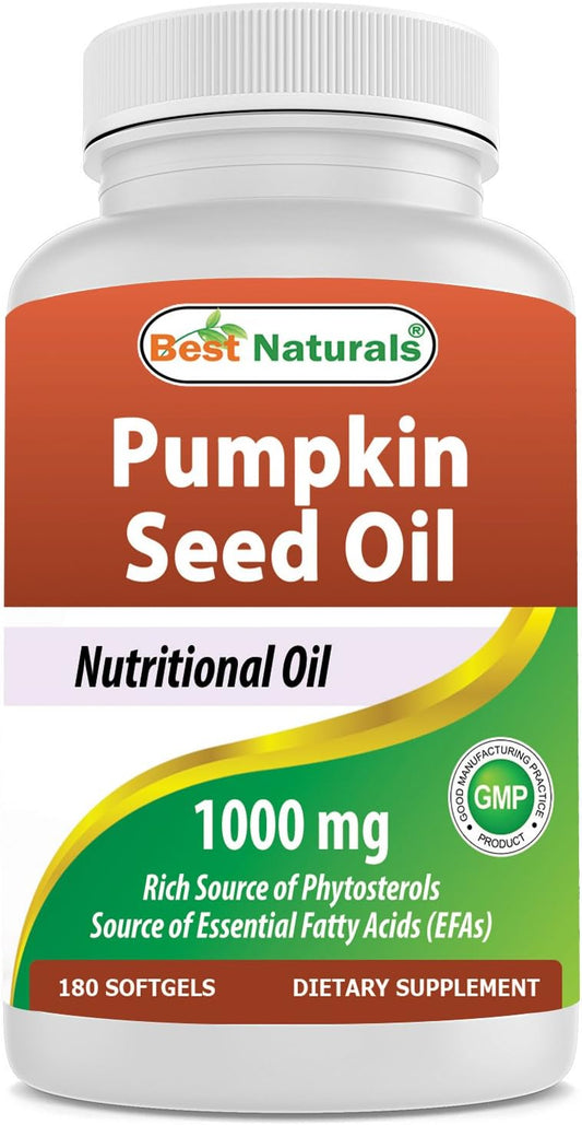 Organic Pumpkin Seed Oil Softgels for Bladder Health - 1000 mg, 180 Count - Top Quality Formula