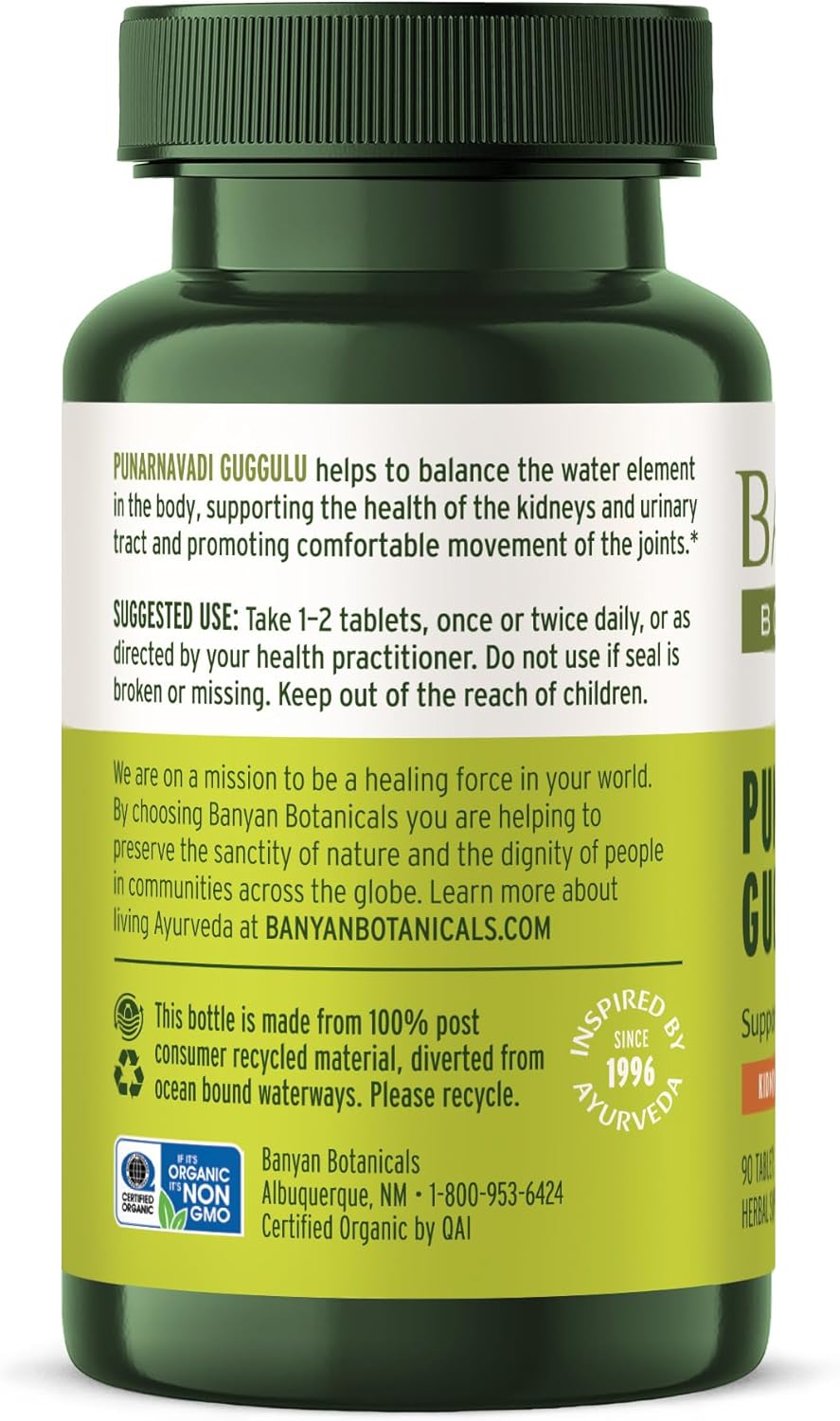 Organic Punarnavadi Guggulu Tablets for Joint Health - Kidney & Urinary System Support - 90 Tablets - Non-GMO Vegan Formula