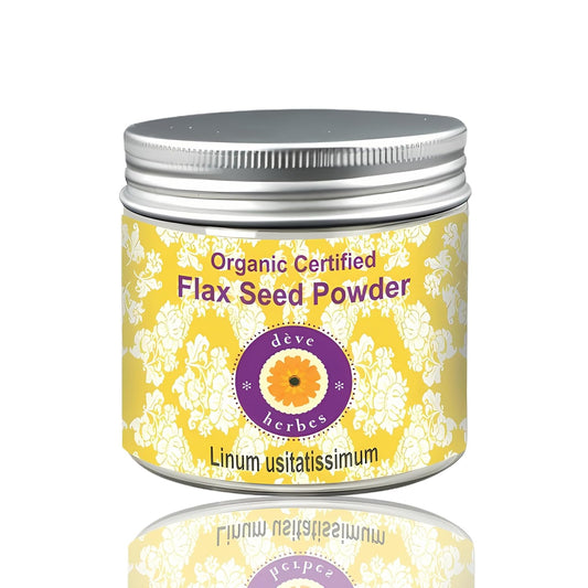 Organic Pure Flax Seed Powder - 100 gm (3.5 oz) - Therapeutic Grade by Deve Herbes