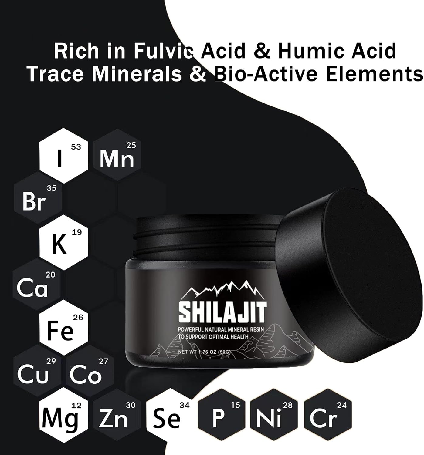 Organic Pure Himalayan Shilajit Resin - 50g Golden Grade Supplement with 80+ Trace Minerals for Energy & Immune Support