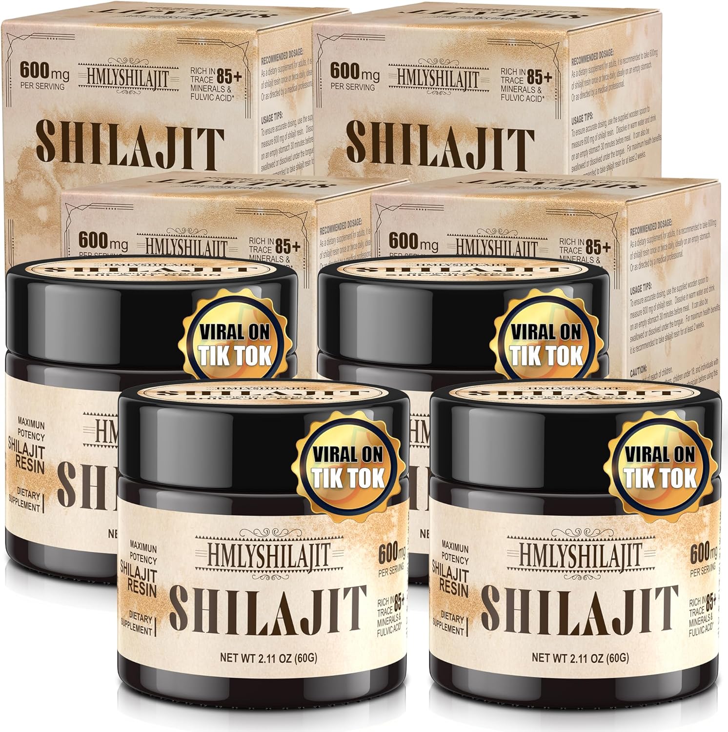 Organic Pure Himalayan Shilajit Resin 240g - Gold Grade Supplement with 85+ Trace Minerals & Fulvic Acid for Energy & Immunity - Geloo Shilajit